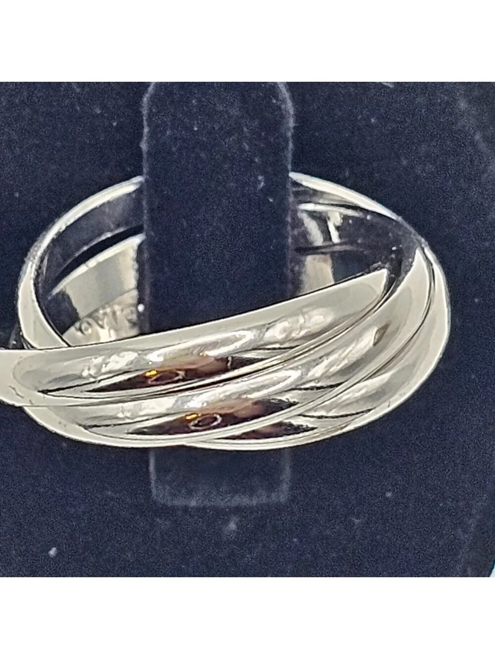 925 Sterling Silver Triple Wave Crossover Ring Modernist Statement 7.5